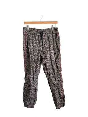 Pam & Gela Leopard Print Windbreaker Jogger Pants Red Stripe Nylon Size M